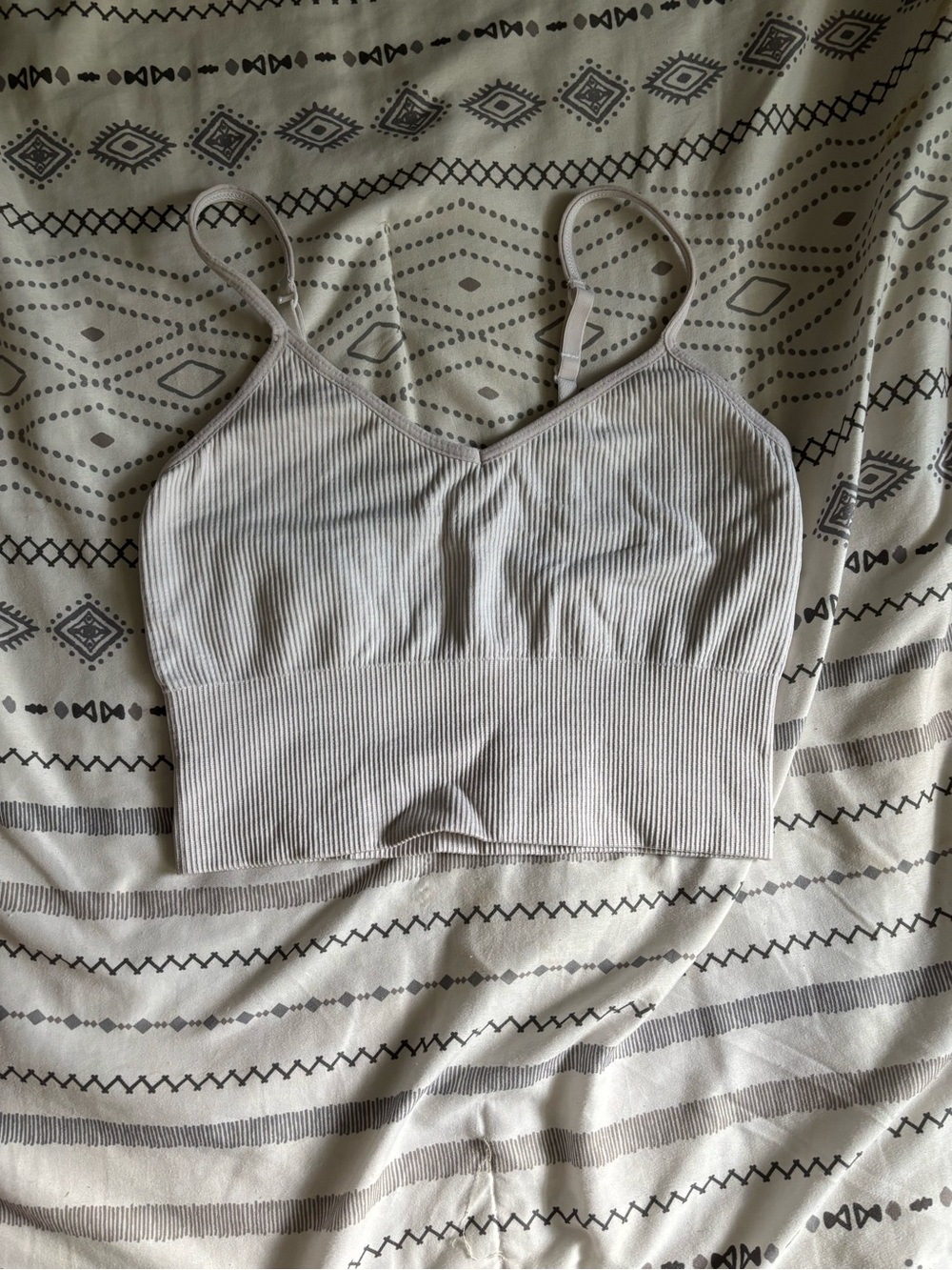 Zella White Ribbed Cropped Tank Top